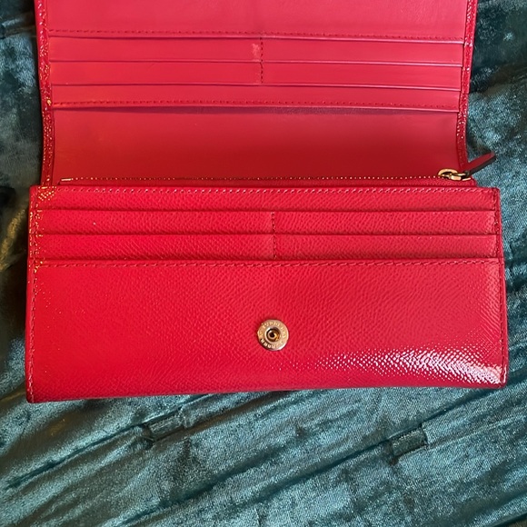 {Burberry} BURBERRY LONDON PATENT LEATHER LONG WALLET in Red - Picture 7 of 14